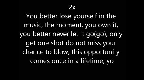 Lose yourself lyrics clean - Tem alguma sugestão de música? Deixe nos comentários, vou traze-lá o mais rápido possível :)Tradução em legenda da música "Lose Yourself", do Eminem.Música t...